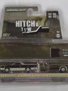 Greenlight Hitch and Tow 1984 Chevrolet El Camino Conquista and Utility Trailer
